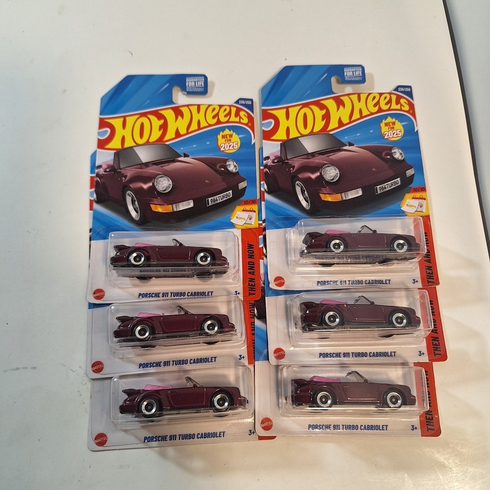 Hot Wheels 2025 Porsche 911 Turbo Cabriolet #239 Then And Now 6 Cars